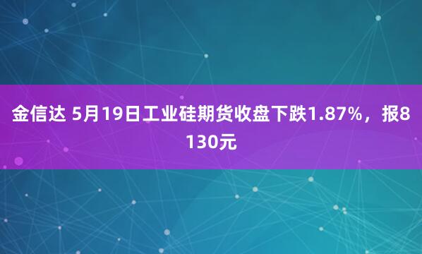 金信达 5月19日工业硅期货收盘下跌1.87%，报8130元