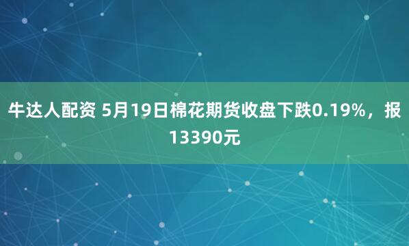 牛达人配资 5月19日棉花期货收盘下跌0.19%，报13390元