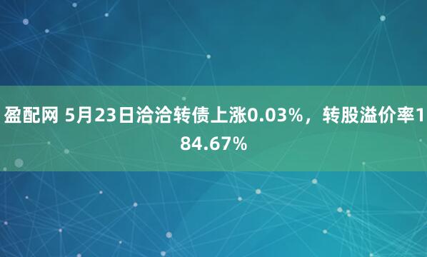 盈配网 5月23日洽洽转债上涨0.03%，转股溢价率184.67%
