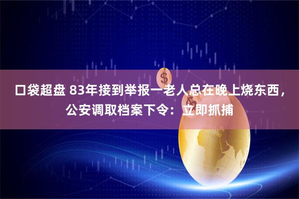 口袋超盘 83年接到举报一老人总在晚上烧东西，公安调取档案下令：立即抓捕
